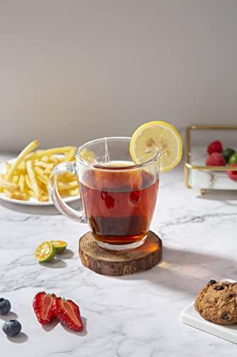 [6 מארז,12 עוז] עיצוב * ספלי קפה מזכוכית פרימיום עם ידית, כוסות תה שקופות למשקאות חמים/קרים, עיצוב מושלם